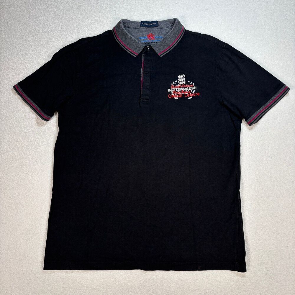 Kent & Curwen Polo Men's S* Black Classical Collection 100% Cotton Logo Shirt